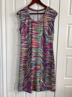 Title Nine Espionage Rainbow Stripe Sleeveless Athletic Dress